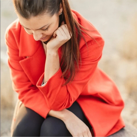J. Crew Red Radiant Orange Relaxed Topcoat In Italian Wool Cashmere Women's XS - Picture 7 of 12